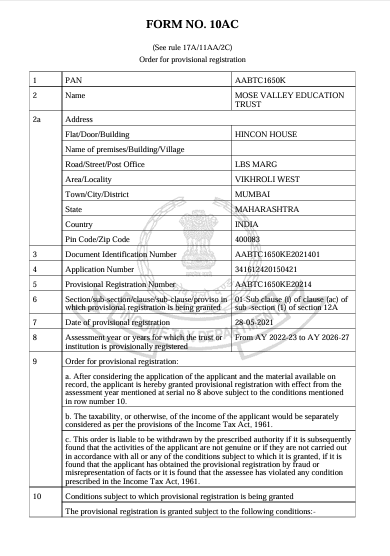 9 Mose Vally 12A Renewal